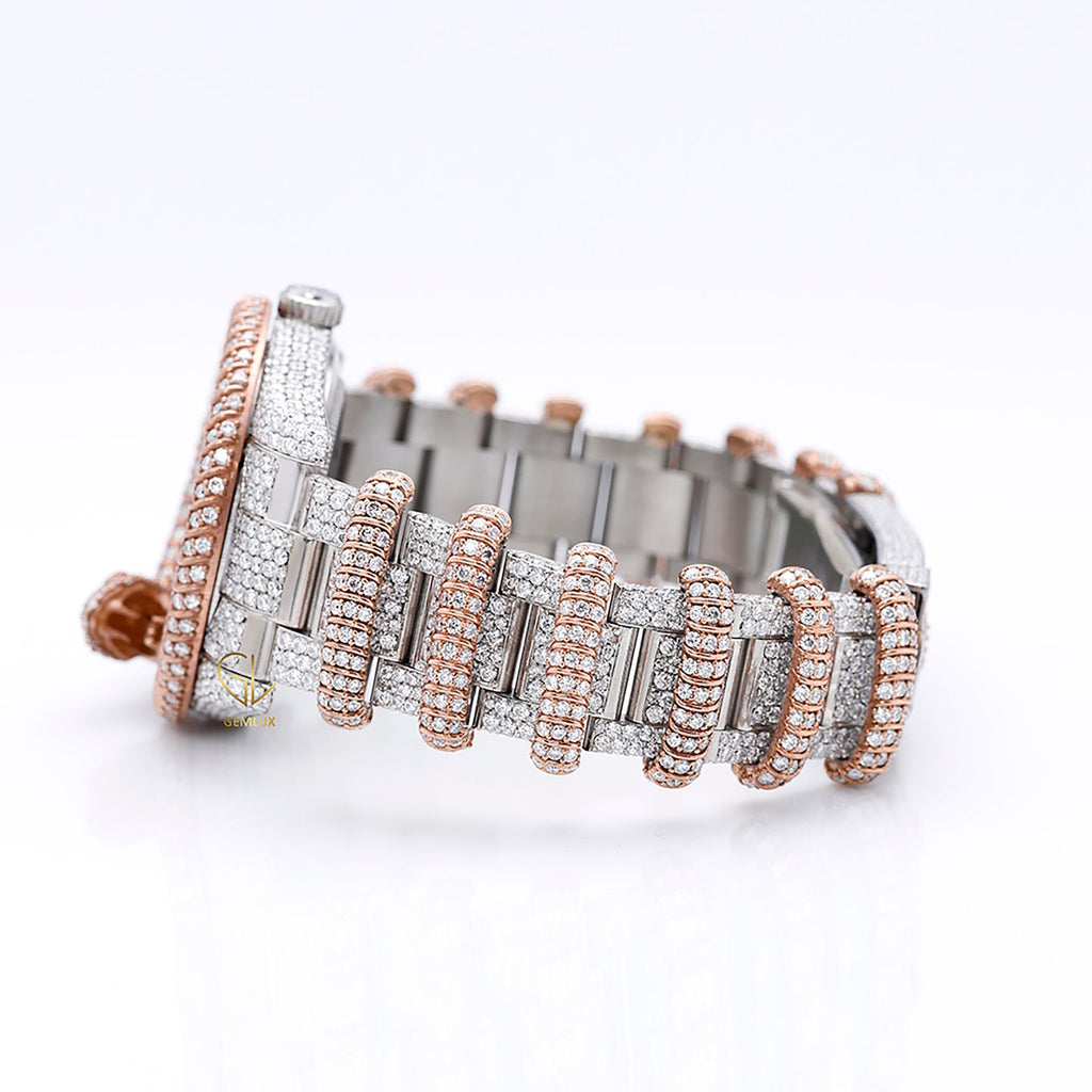 Customised Iced Out Roman Dial Moissanite Diamond Snake Watch