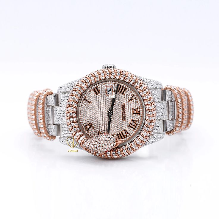 Customised Iced Out Roman Dial Moissanite Diamond Snake Watch