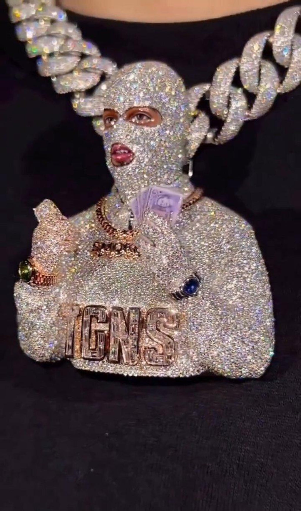 Customized Ski Masked Figure Diamond VVS Pendant