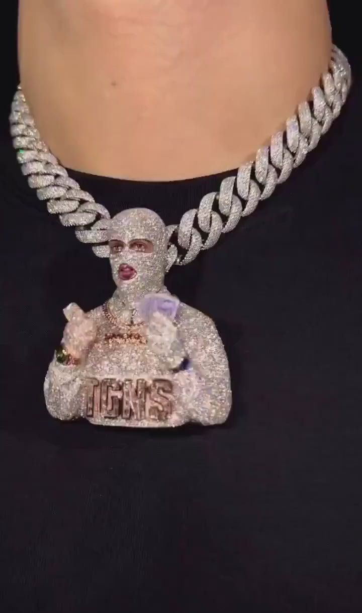 Customized Ski Masked Figure Diamond VVS Pendant